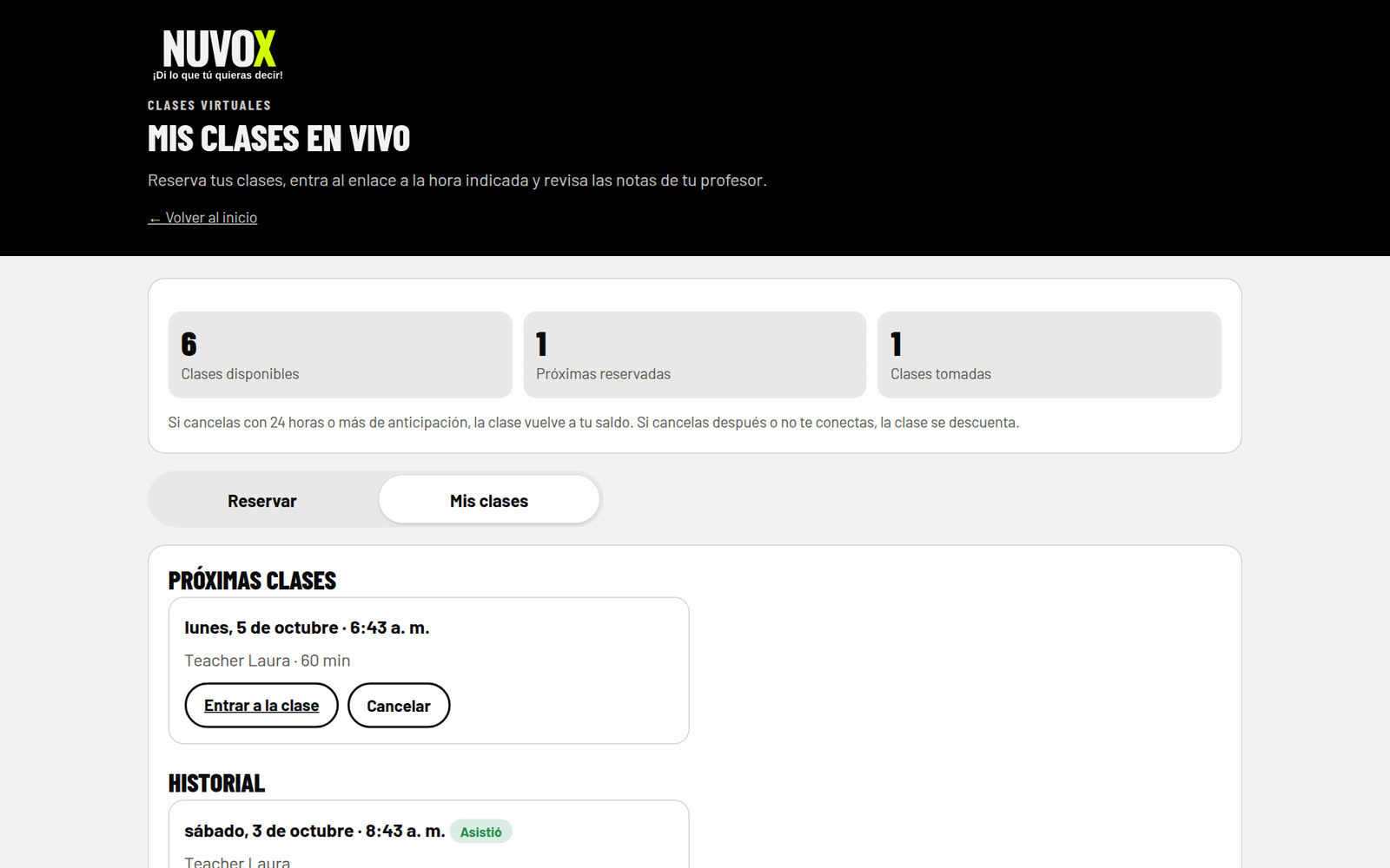 Clases en vivo en computador